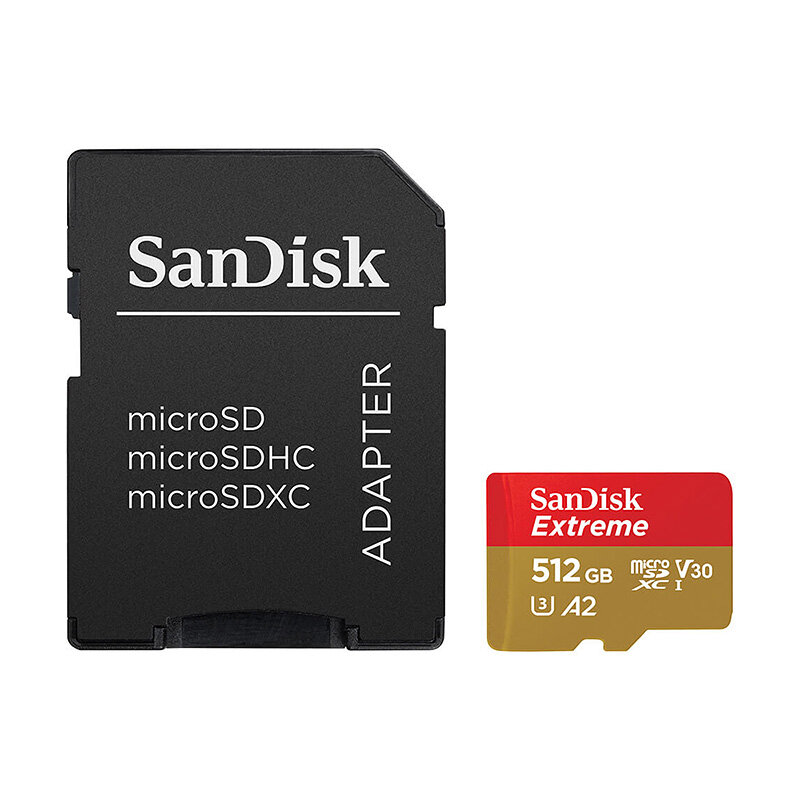 SanDisk MicroSDXC Extreme 512GB Adapter 190MB/s A2 C10 V30, SanDisk