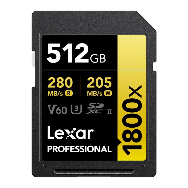 Lexar 512GB Pro 1800X SDXC UHS-II U3 (V60) R280/W210, Lexar