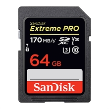 SanDisk SDXC Extreme Pro 64GB 170MB/s UHS-I V30 U3 C10